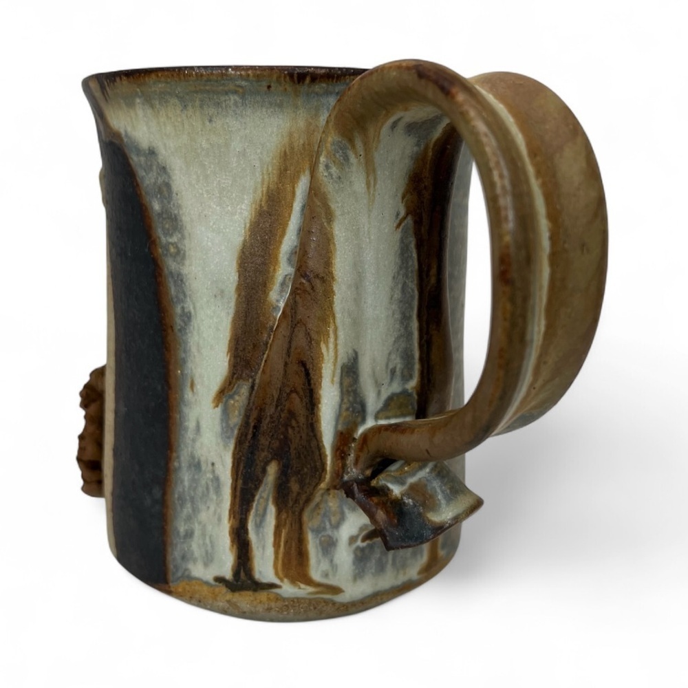 Tongue Out Mustache Funny Faced Ugly Coffee Mug Handmade Studio Art Stoneware - Picture 5 of 11